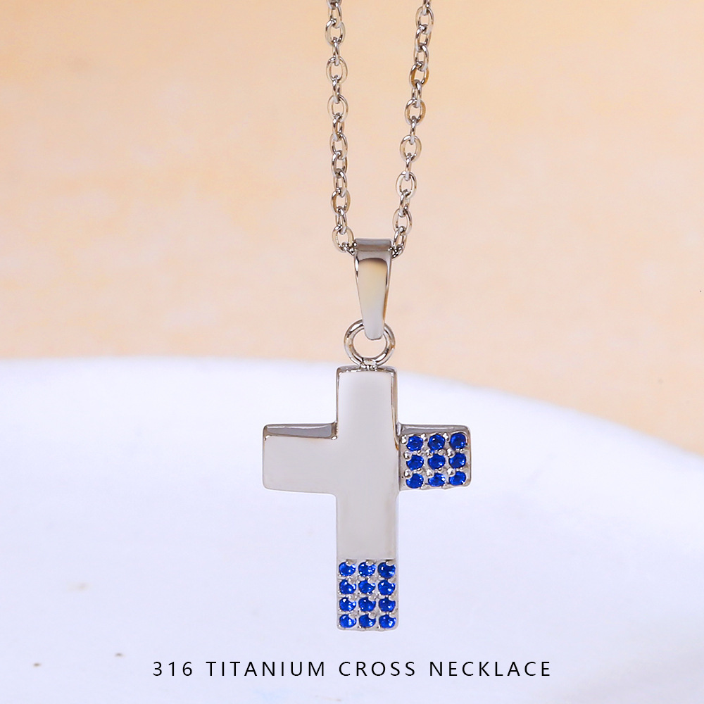 Women's Cross Zircon Non-Fading Simple High-End Feel Dongguan Titanium Steel Necklace Accessories Light Niche Jewelry for Women