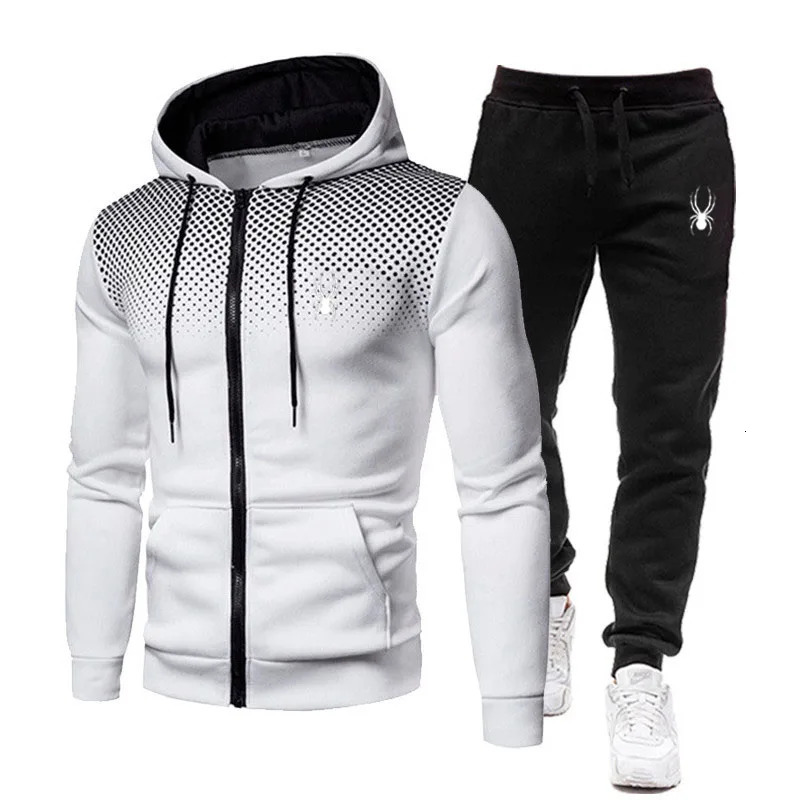 Mens Clothing Sweatshirt Suit Fall Winter Zipper Hooded Sweater Pants Tracksuit Cardigan Two Piece Set 250814