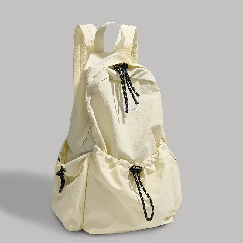 Nylon Solid Color Large Capacity Backpack Soft Versatile Bags Female High Quality Air Cushion Strap Soft Casual Backpack 250809