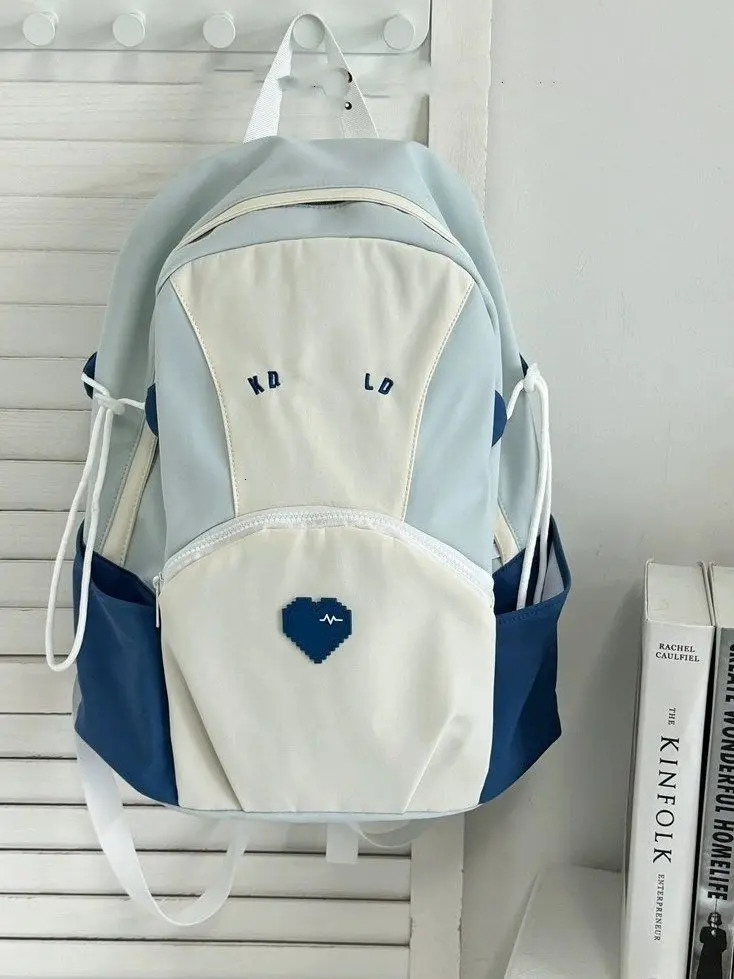 Women Pink Heart School Bag High-capacity Summer Y2k Backpacks for Students Korean Fashion Travel Bags Patchwork Schoolbag 250809