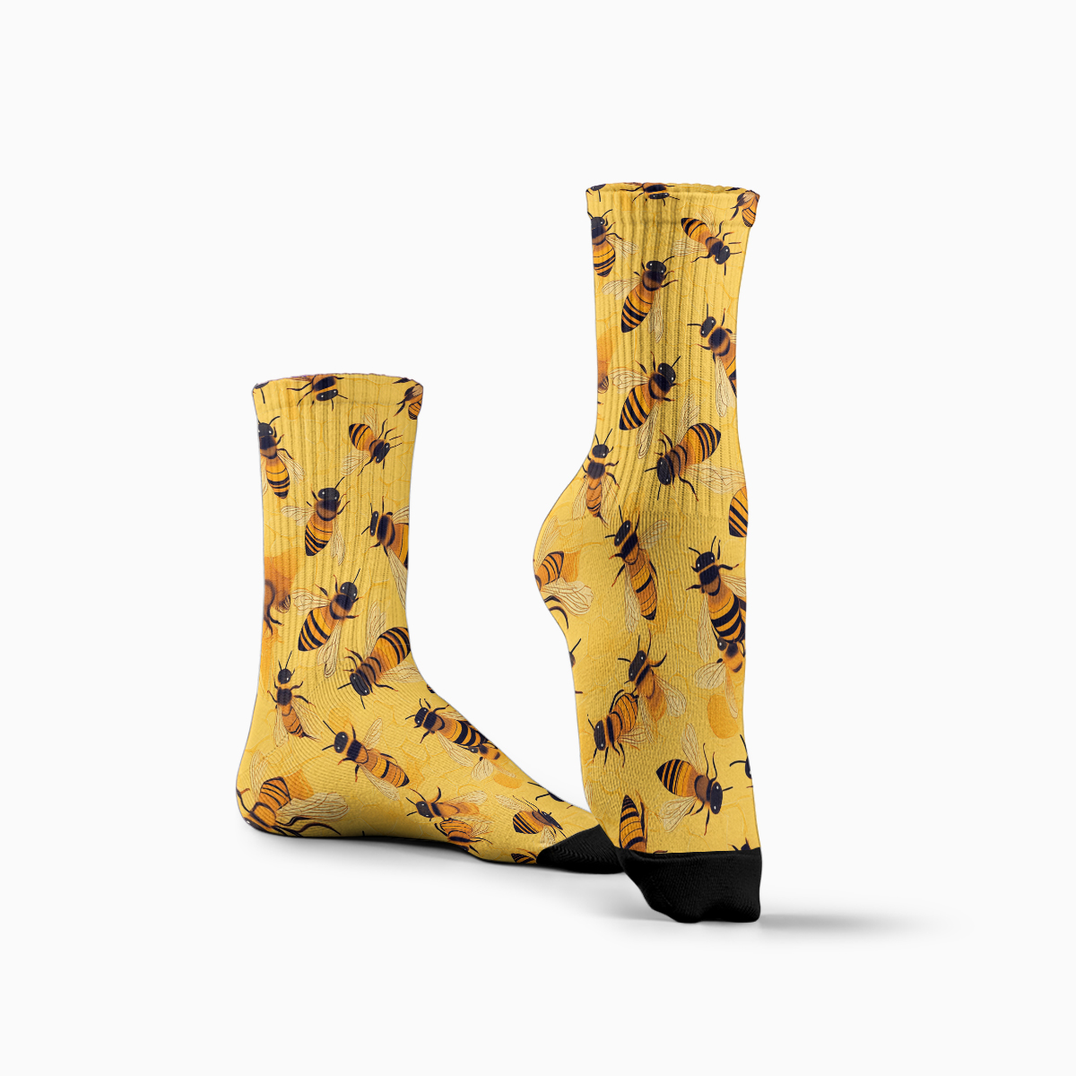 Vibrant Bee Pattern Unisex Tube Designer Sock C147