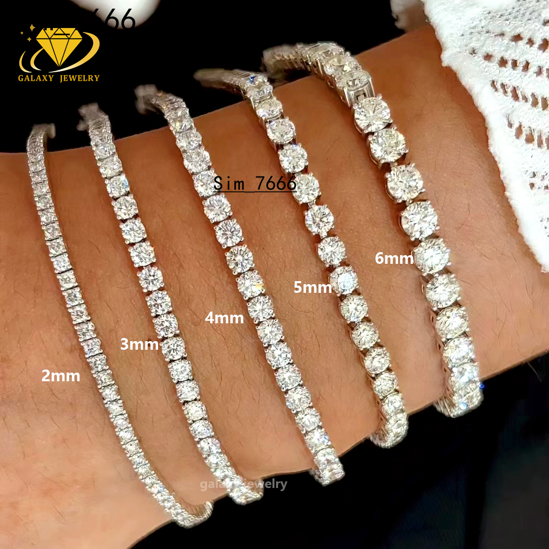 Cheap Price Moissanite Chain Link Bracelet Women Fashion Jewelry VVS Iced Out Diamonds 2-8mm Tennis Bracelets Bangles
