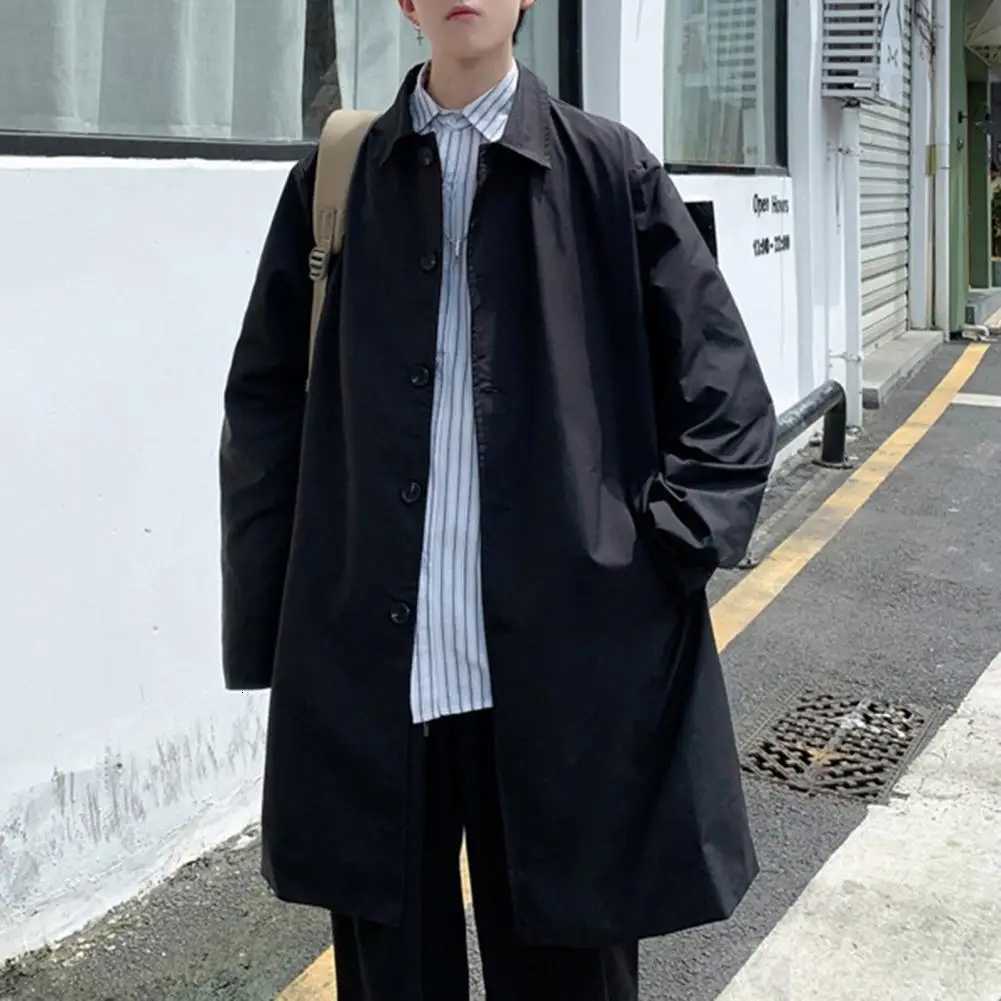 Versatile Men Outerwear Stylish Mens Lapel Windbreaker Coat with Double Breasted Design Pockets Loose Fit Casual for Men W250815