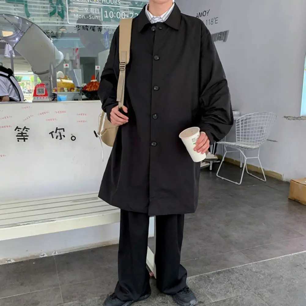 Versatile Men Outerwear Stylish Mens Lapel Windbreaker Coat with Double Breasted Design Pockets Loose Fit Casual for Men W250815