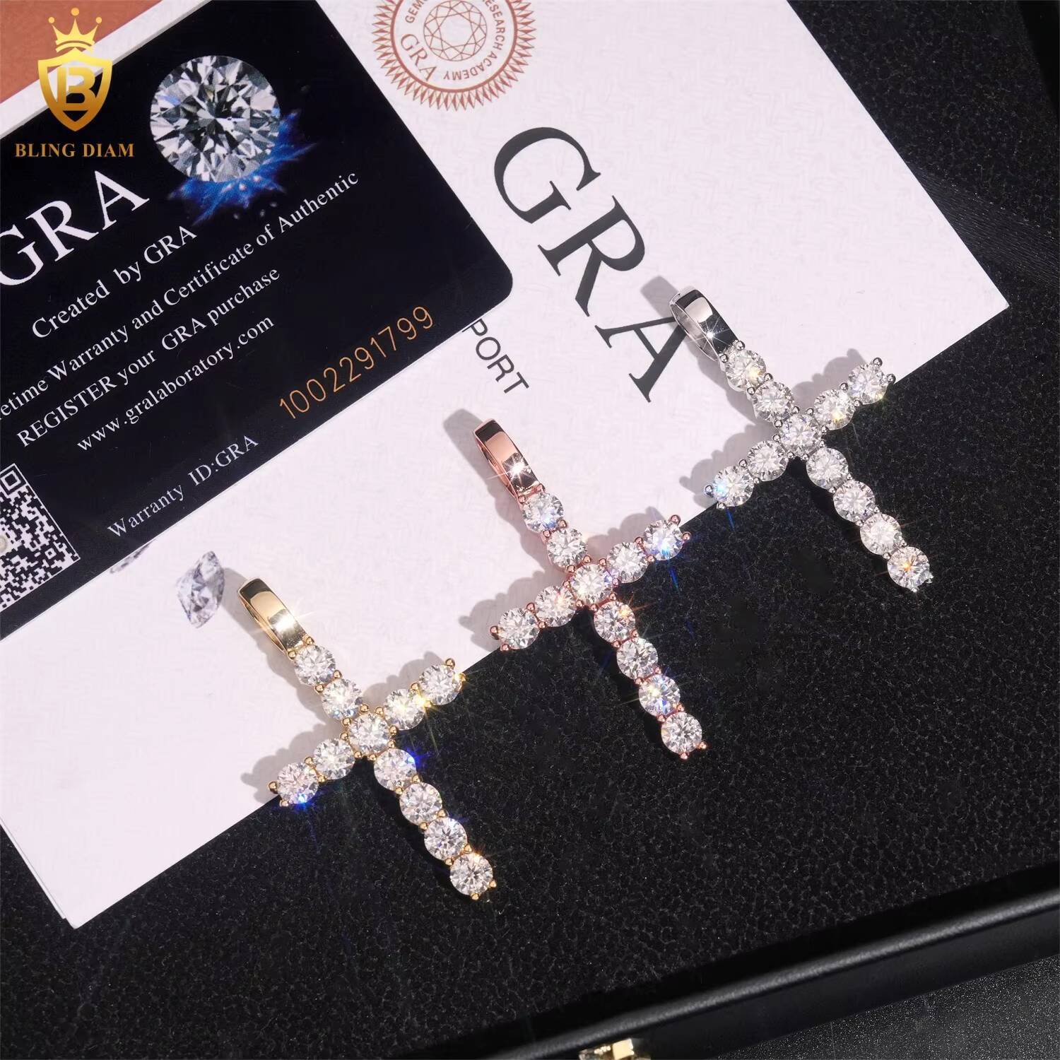 Fashion Jewelry Iced Out Luxury Vvs Moissanite Custom Gold Plated Cross Pendant