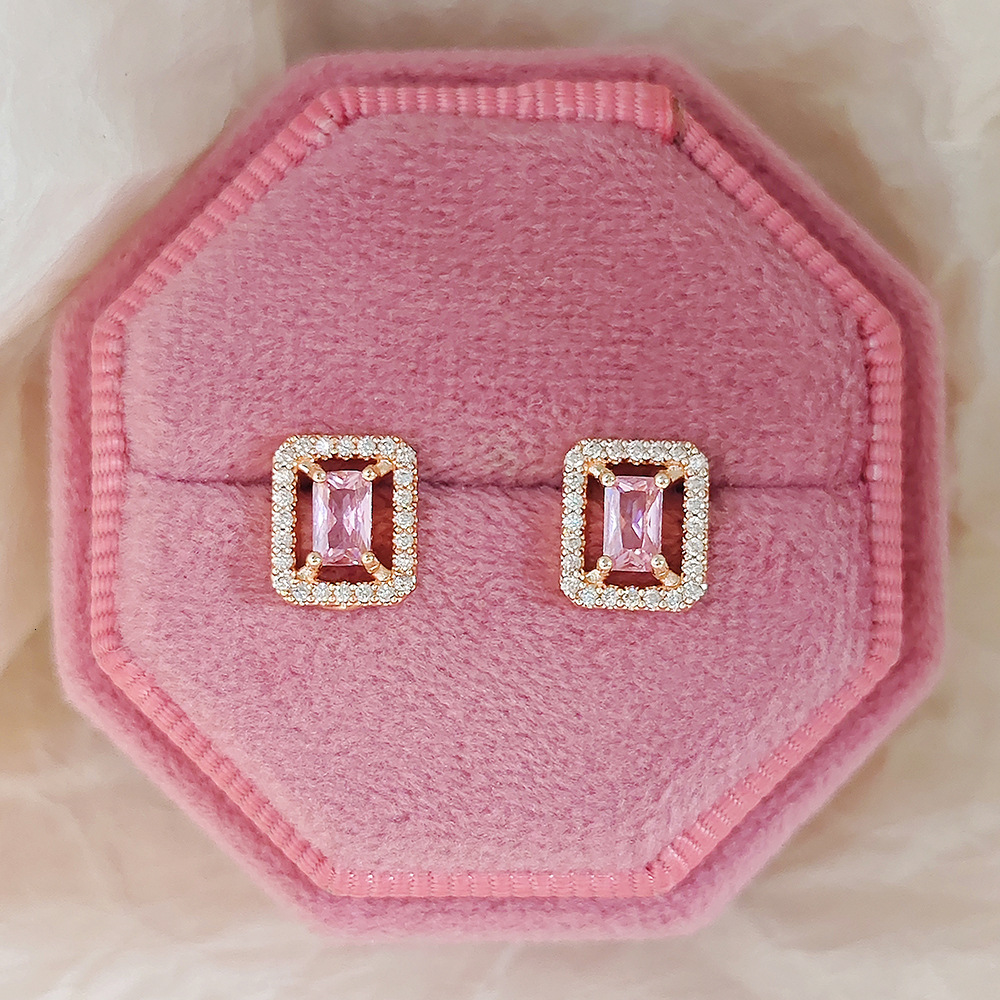 High-end Simple Square Exquisite Light Earrings Full Dia Ins Style Elegant Niche