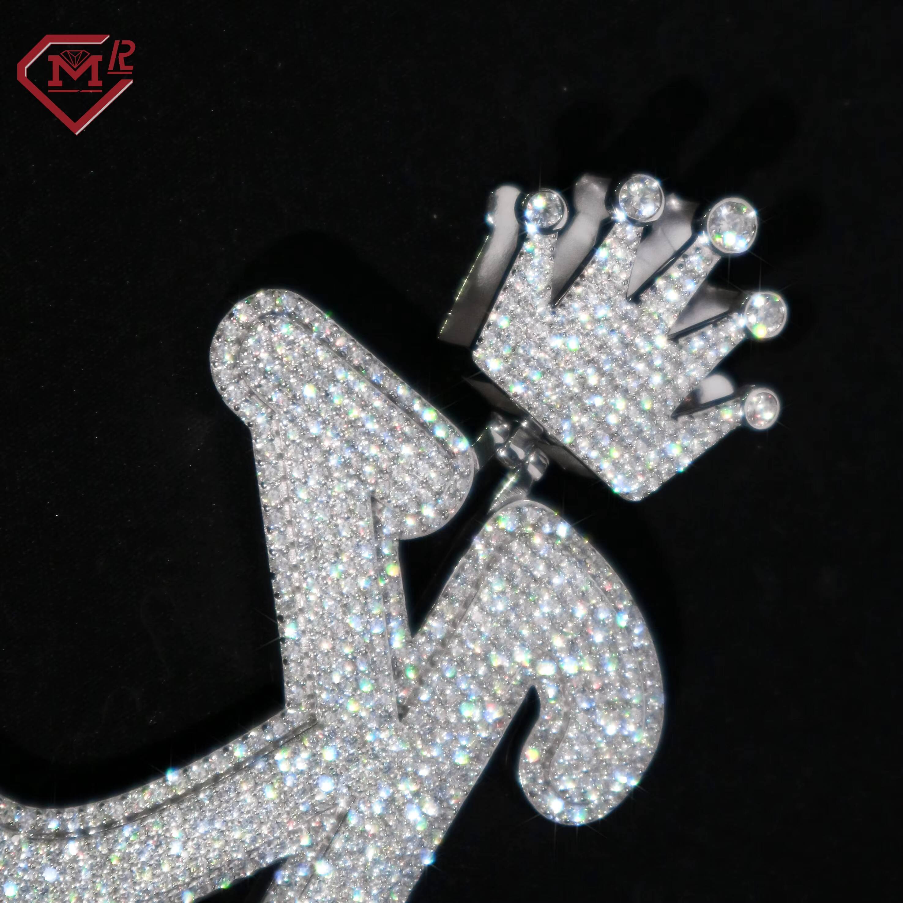Hip Hop Moissanite Letter Pendant 925 Silver Custom Vvs Iced Out Diamond Moissanite Pendant
