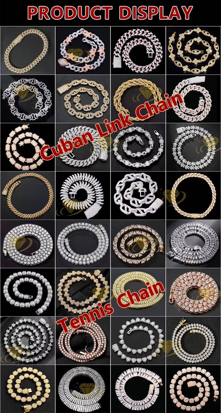 5MM Fashion Necklace Jewelry 925 Silver VVS Moissanite Diamond Tennis Chain Bracelet For Men Women