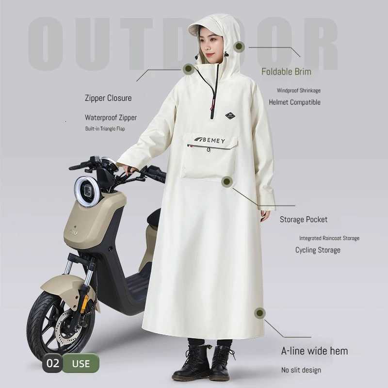 New electric scooter raincoat single person thick and extended raincoat riding electric bike anti drifting motorcycle raincoa Y250814