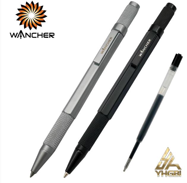 Ballpoint Pens WANCHER Pen Original Hexagon Brass Metal Rotary Black 05mm Refill Replaceable W1558 Office School Stationery 230707