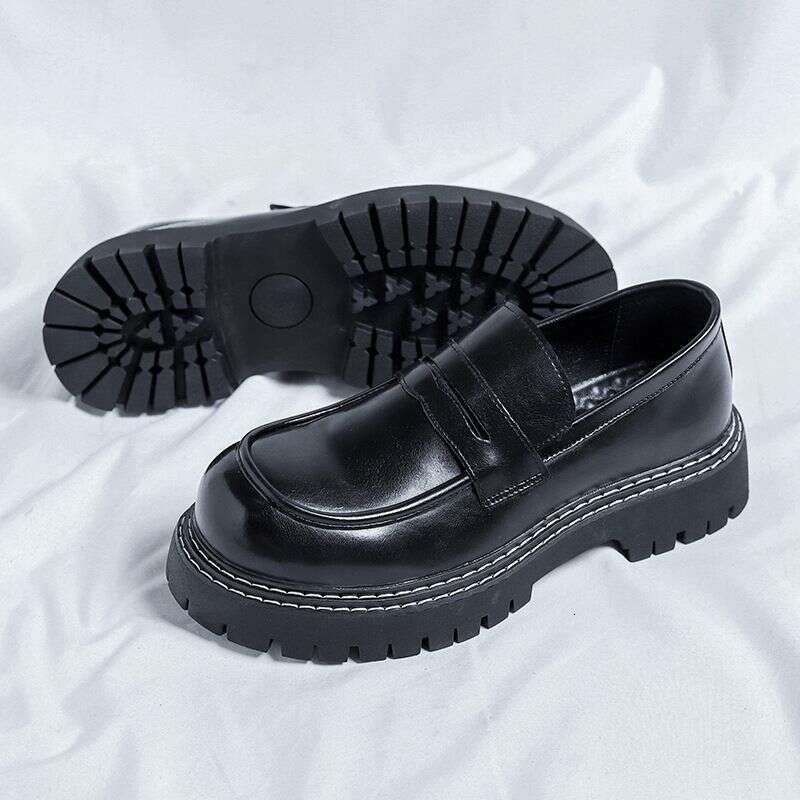 Thick Soled Loafers For Men's Summer 2025, Black Small Leather Shoes, British Style, High-end Feel, Lazy Person Kicks