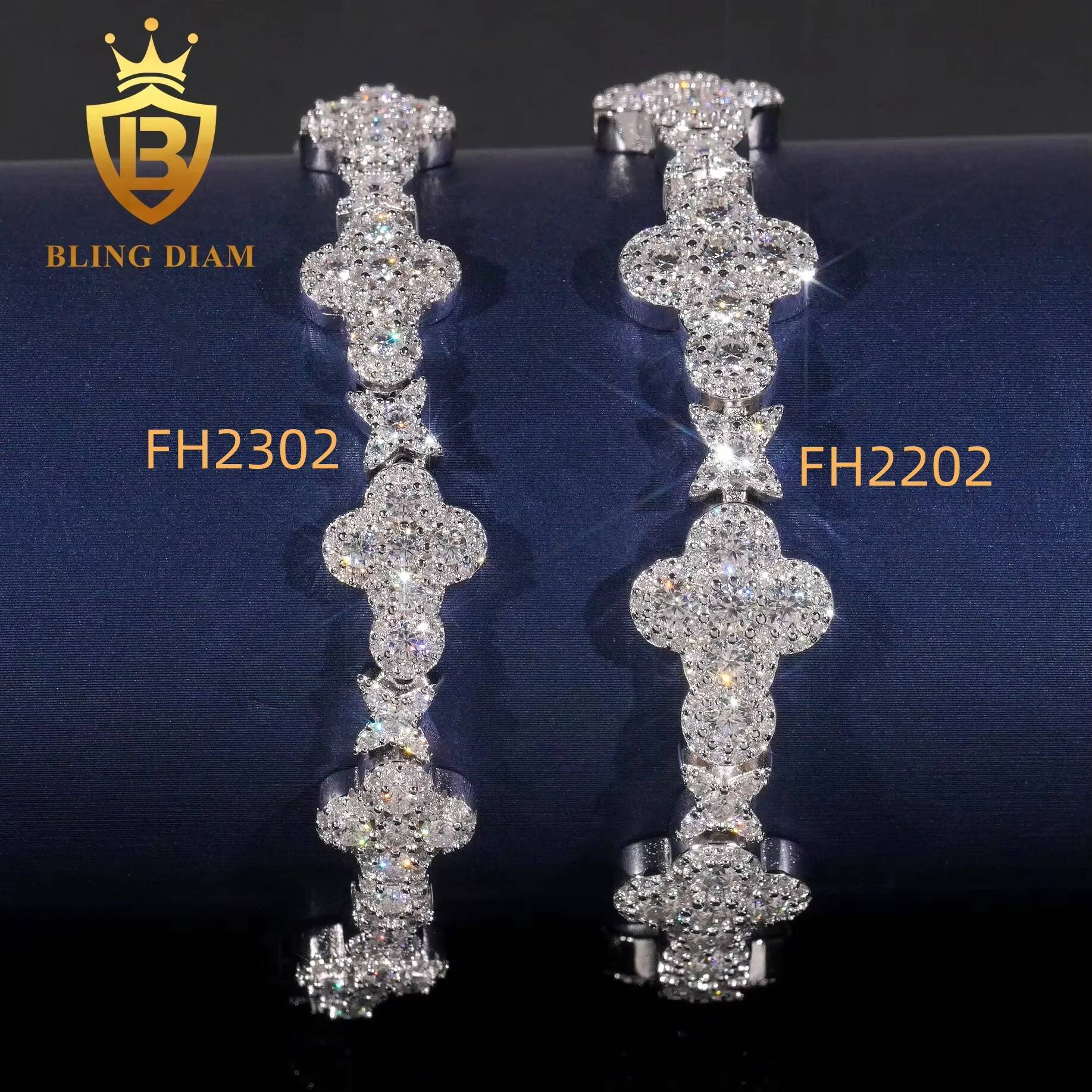 Factory Direct Hip Hop 10mm 13mm 925 Silver VVS Diamond Iced Out Cuban Link Chain Moissanite Cross Bracelet