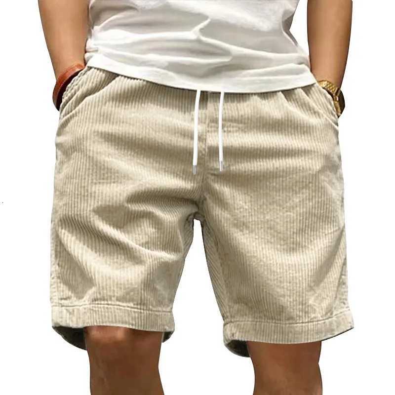 American Heavy Cargo Shorts Mens Summer Solid Color Five Cent Shorts Trend Retro Corduroy Fashion Brand Mens Casual Shorts Y250814
