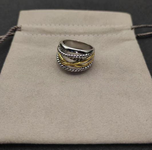 2025 Christmas New DY Jewelry Retro Ring Couple Trend Fashion Simple Spiral Design Colored Crystal Ring