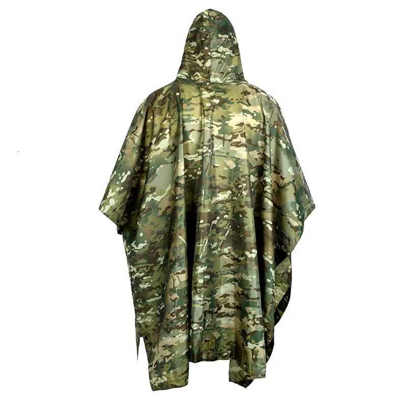 Camouflage Folding Raincoat for Hiking Portable Tactics Poncho Men Waterproof Tourism Packable Rain Cover Army RainWear Y250814