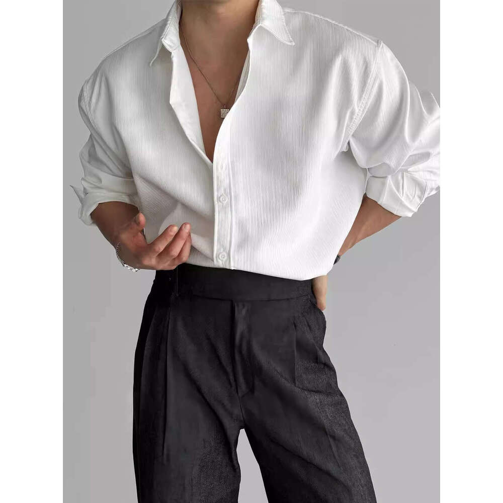 Black Long Sleeve For Men, High-End Vertical Striped Texture, Mature Style, Versatile, Wrinkle-Free, Casual Business Shirt B5