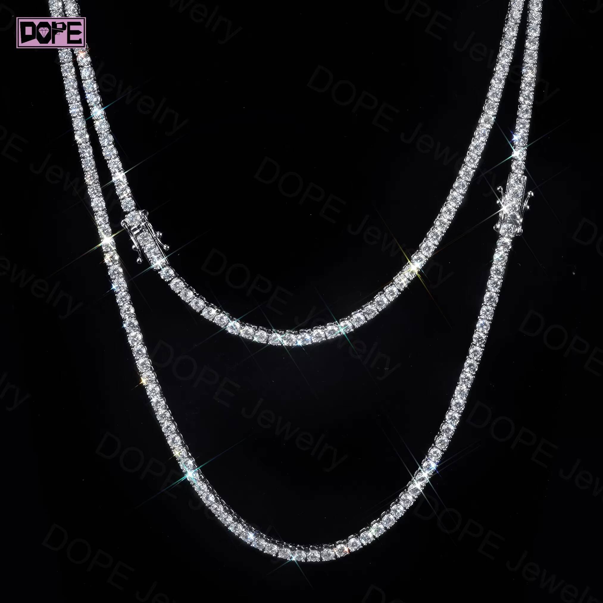 Diamond Jewelry 2mm 3mm Diamond Chain 925 Silver IGI CVD HPHT VVS Lab Grown Diamond Tennis Chain