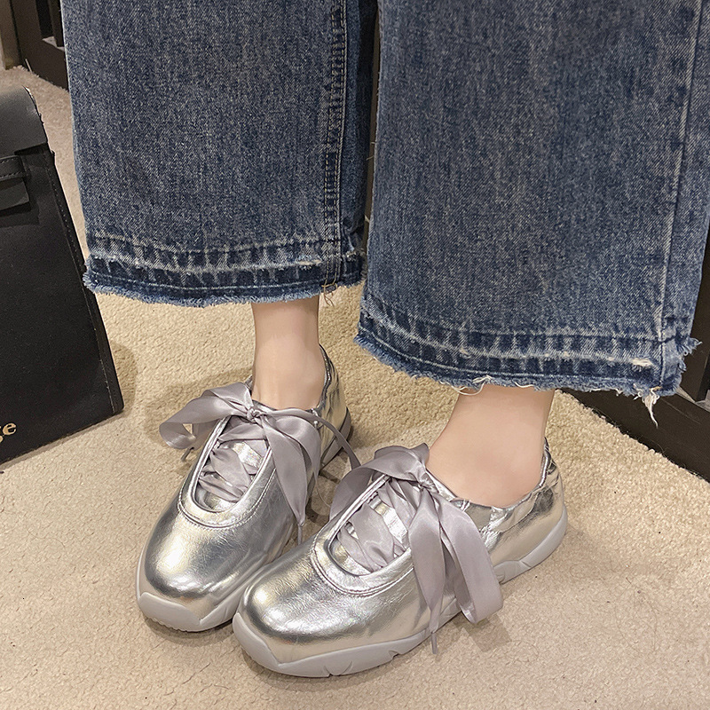 2025 new ballet shoes designer sports thick soled lace up fashionable single shoes Forrest Gump shoes Mary Jane shoes