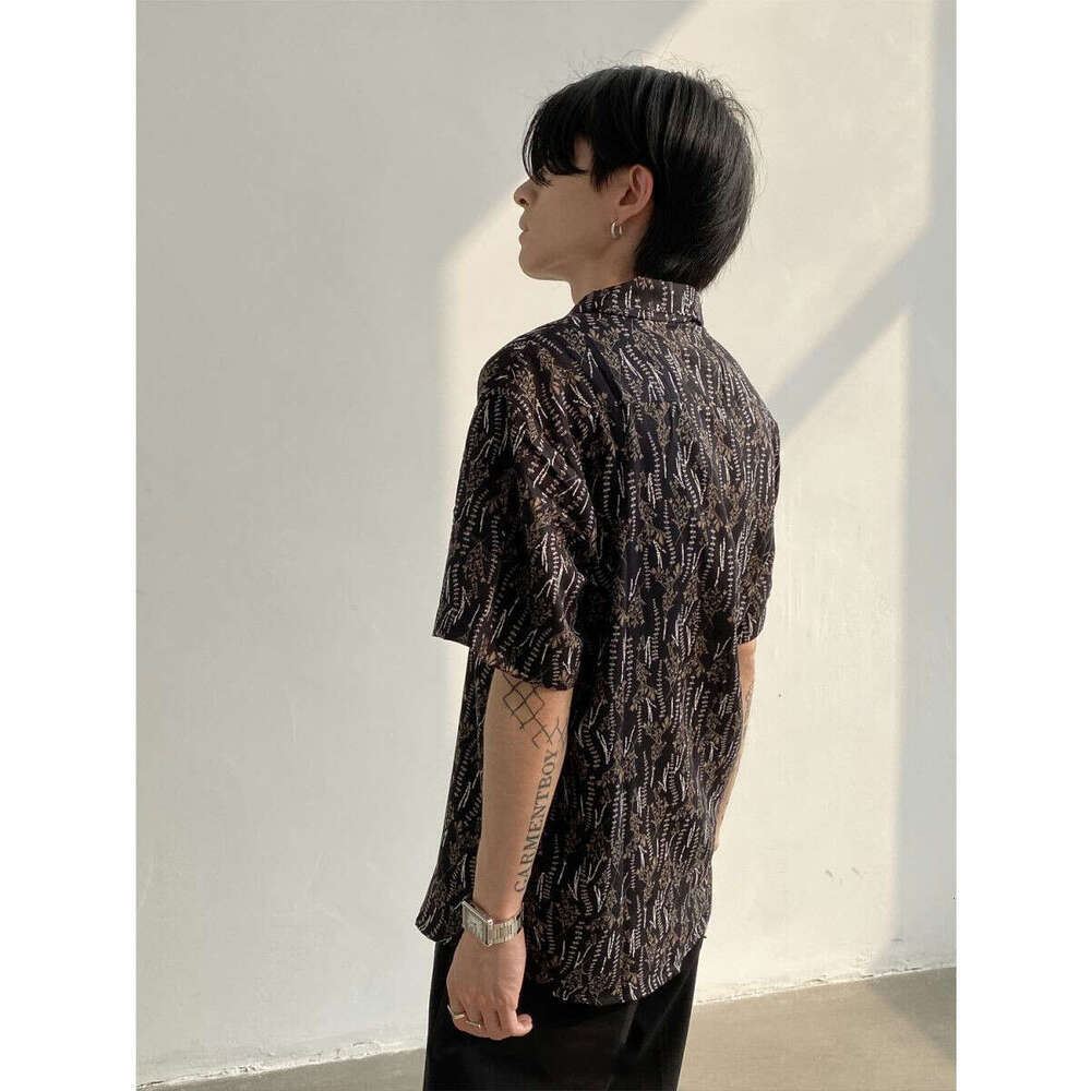 Cuban Collar Design Sense Niche Vintage Short Sleeve Floral For Men And Couples Loose Beach Shirt B5