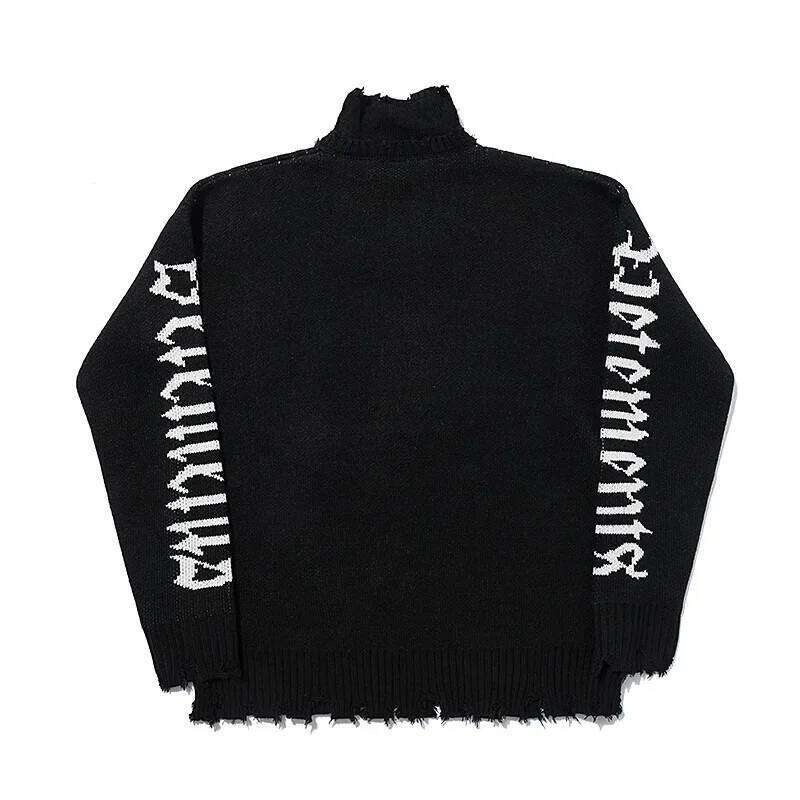 Designer Clothing 2025 2022 Autumn/Winter New Vtm Irregular Destruction Double Sleeve Venetian Texture Letter Men Women Polo/Turtle Neck Sweater