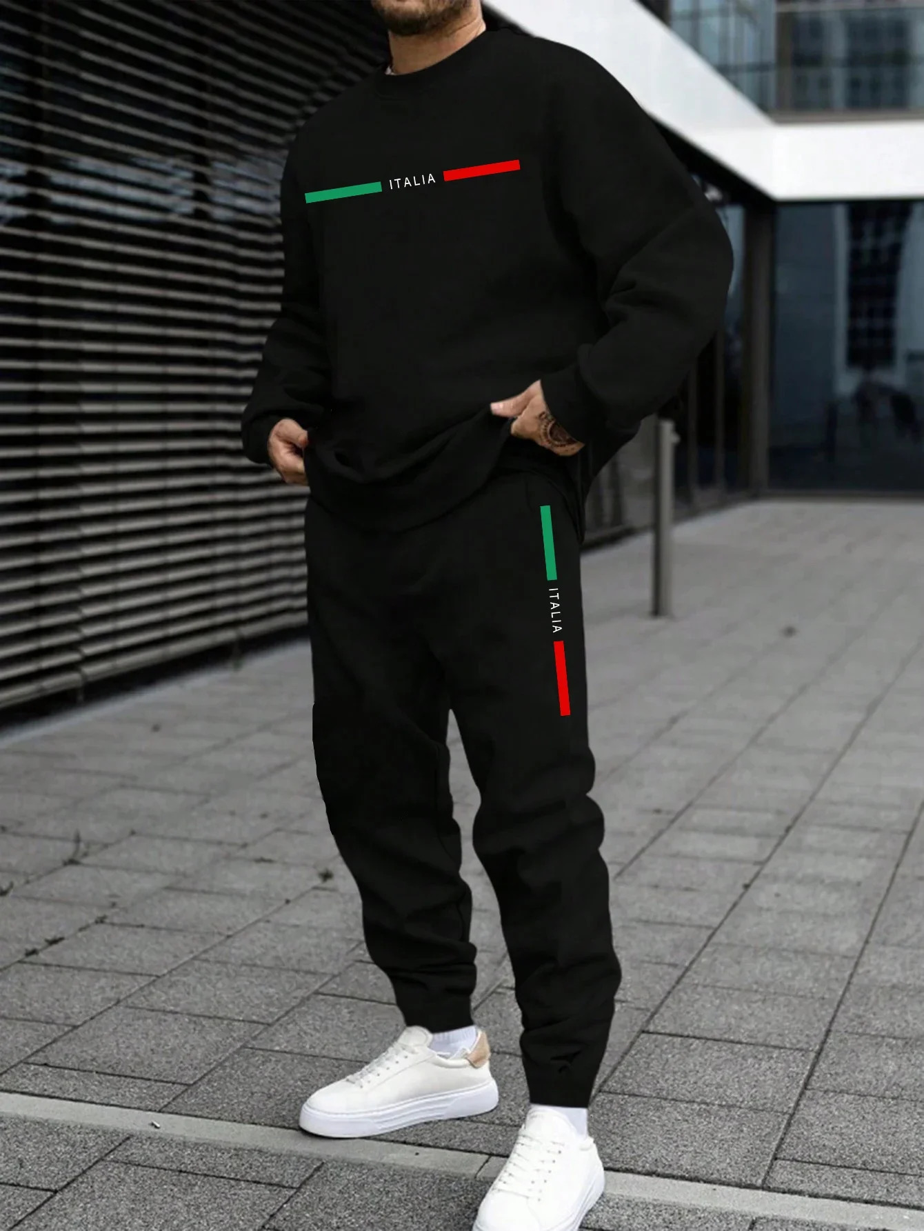 in Mens Tracksuit Printing Single Piece O Neck Sweatshirt Sweatpants Daily Casual Office Hoodies Jogging Streetwear Clothing 250814
