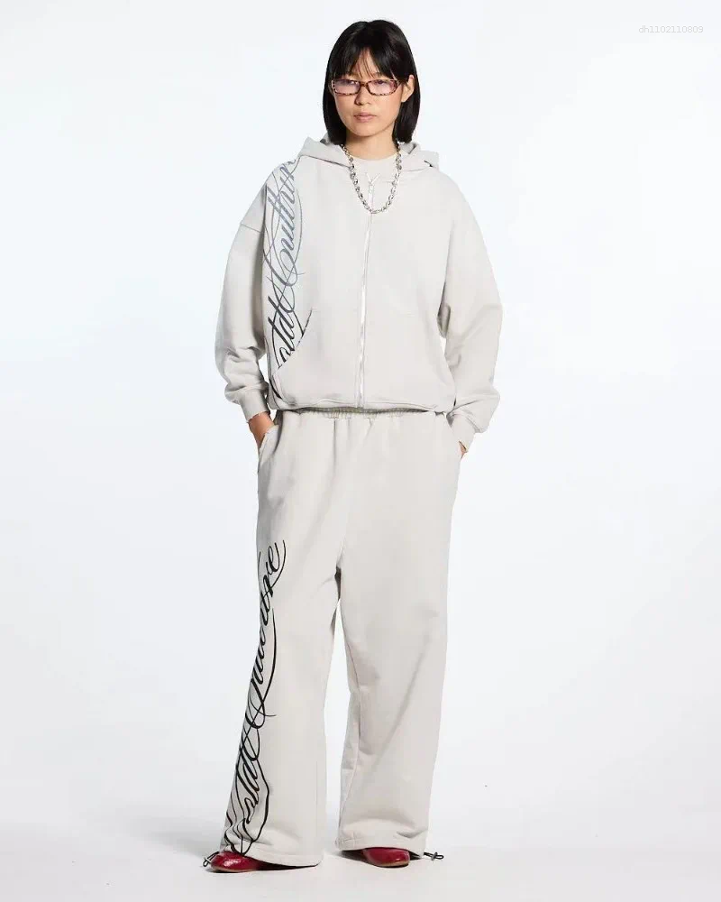 Men's Tracksuits 2025 Harajuku Fashion Men Clothing Gothic Trend Suit American Hip Hop Retro Letter Print Design Casual Couple Sportswear