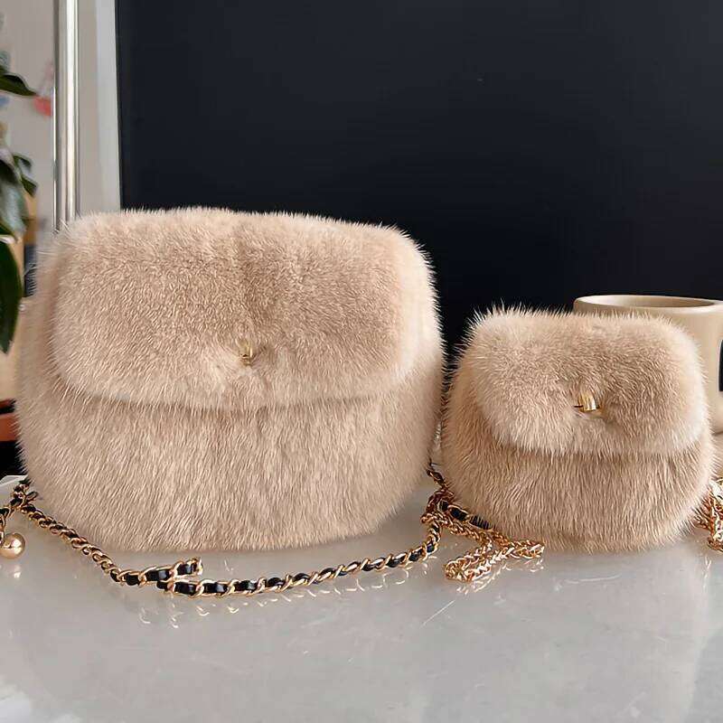 Designer bag 52 Real Mink Fur For Women Winter Handbags Crossbody Single Cross Body Shoulder Bag Ladies Fluffy Evening Bags