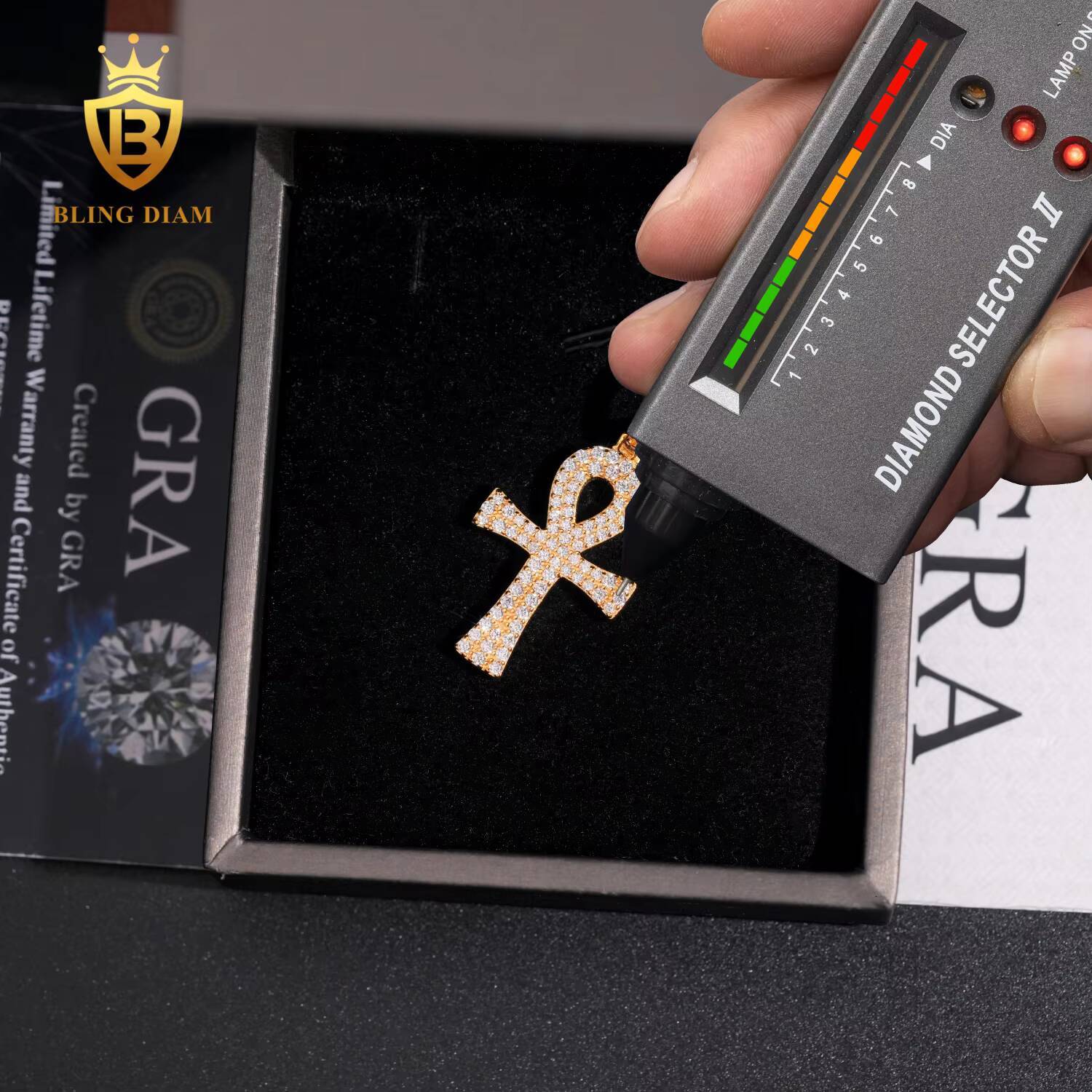 Factory Direct High Quality Hip Hop Sterling Silver 925 Moissanite Allah Cross Iced Out Pendant for Men