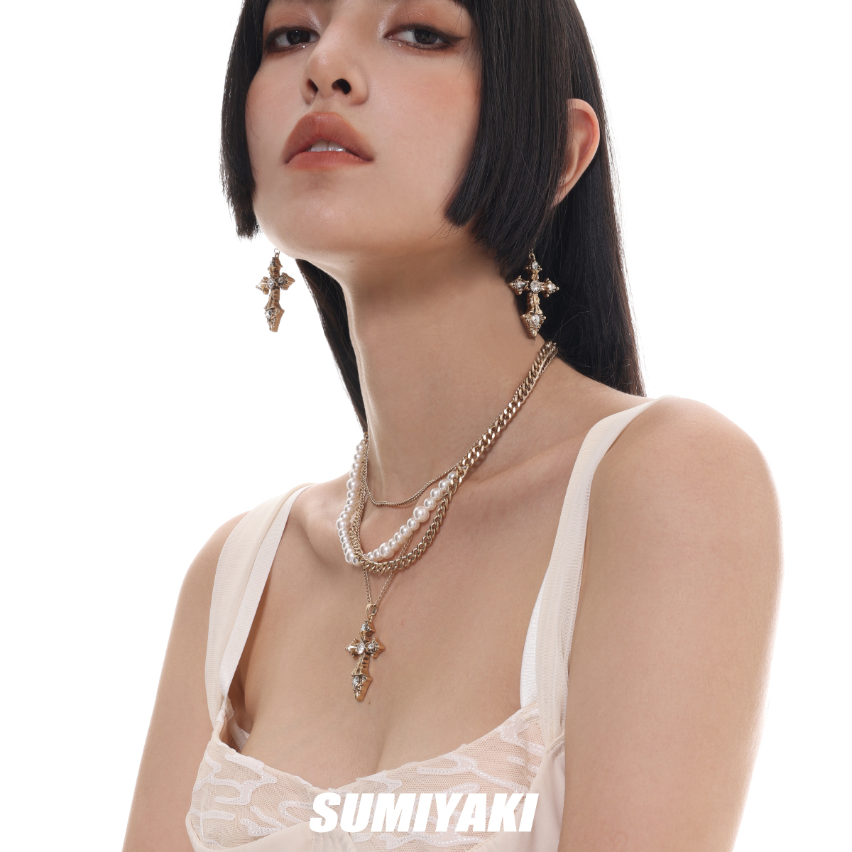 Stainless American Cross Mini Heart Pendant Light High-end Titanium Steel Necklace for Women Non-fading Jewelry for Women