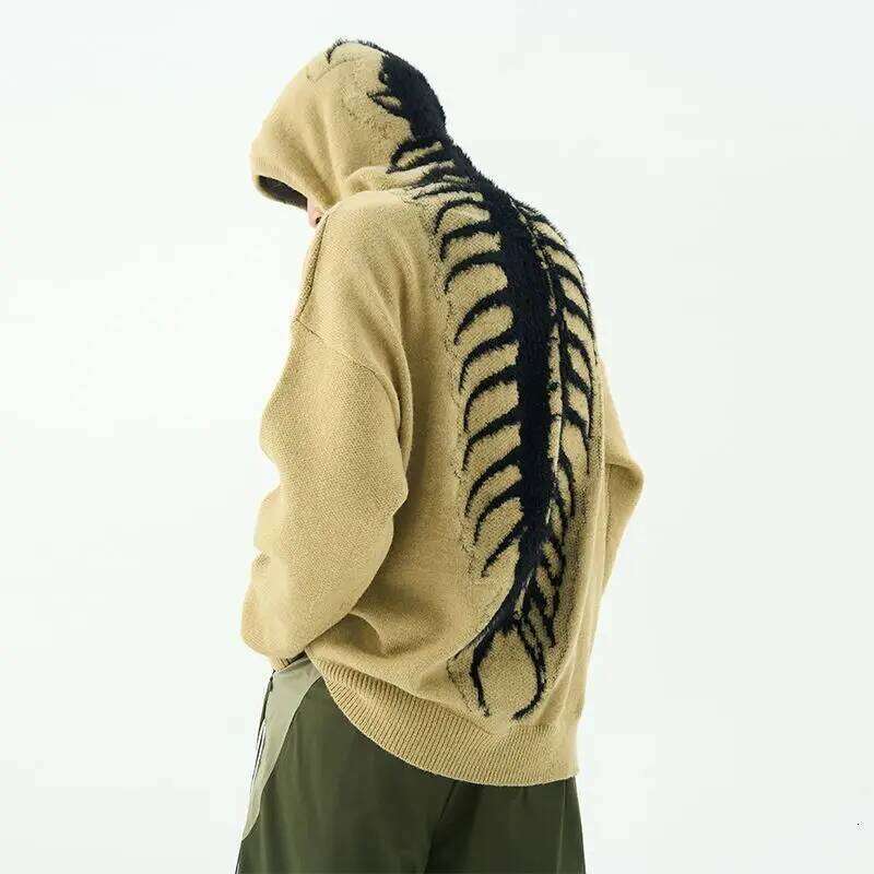 Designer Clothing 2025 American Centipede Pattern Vibe Hooded Retro High Street Ins Men And Women Trendy Sweater