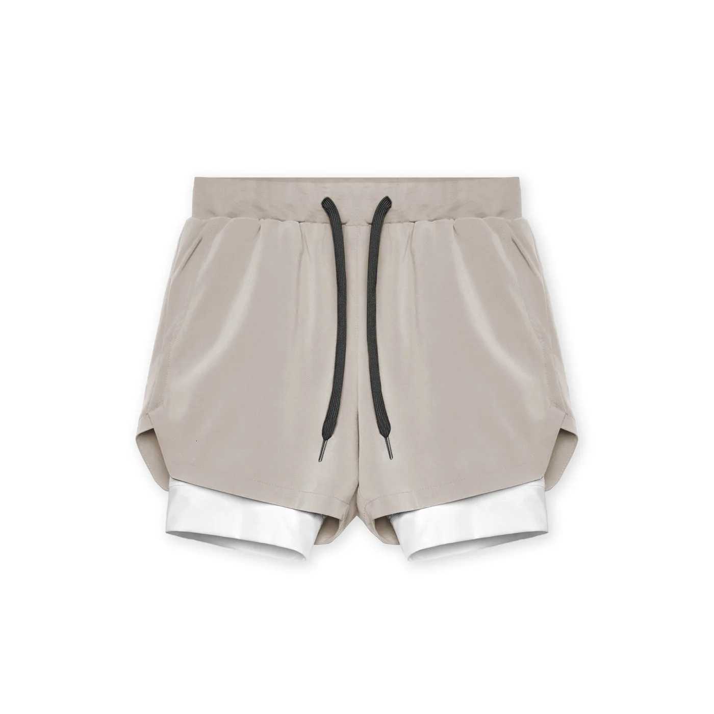 2024 NEW mens sports shorts 2 in 1 Running shorts mens double layer breathable fitness bodybuilding training Jogging Shorts Y250814