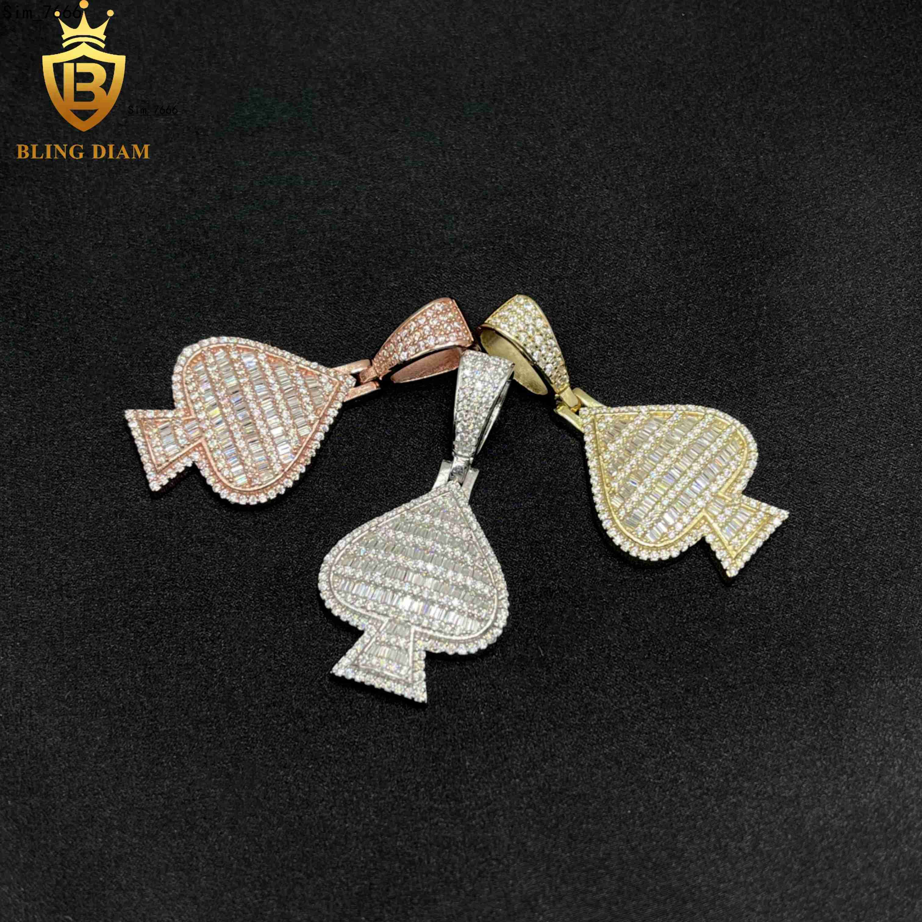 Iced Out Jewelry 925 Sterling Silver VVS Moissanite Pass Diamond Tester Heart Shape Pendant Necklace