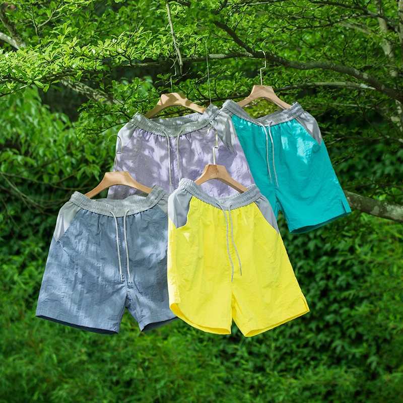 Outdoor contrasting color five quarter pants for men breathable summer casual running hiking quick drying sports shorts Y250814