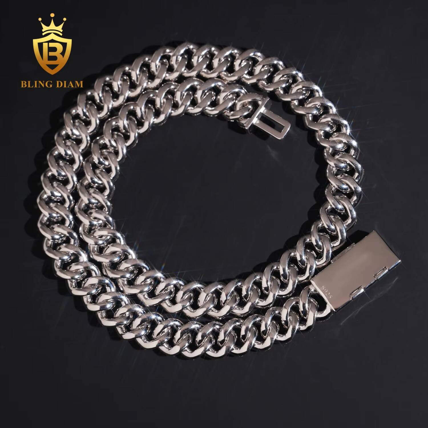 Trendy Wholesale VVS 13mm Moissanite Diamond 925 Sterling Silver Cuban Chain Necklace for Men and Women