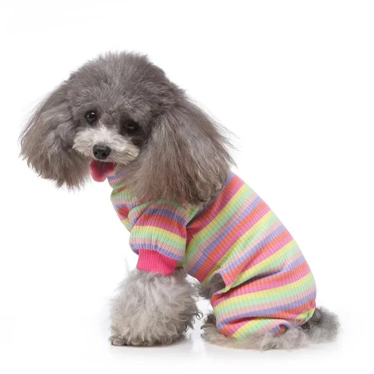 selling pet clothes home striped dog clothing pajamas highnecked fourlegged 250814
