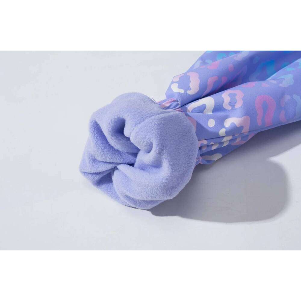 Girls Waterproof Gradient Lavender Detachable Hood Zip Fleece Lined Hiking Jacket Kids Track Coat Child Work Windbreaker 3-12Yrs