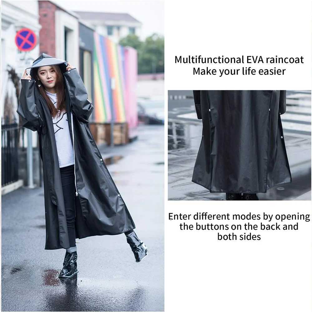 Thicken EVA Adults Long Raincoat Hooded for Men Women Waterproof Rain Coat Outdoor Poncho Travel Camping Fishing Rainwear Y250814