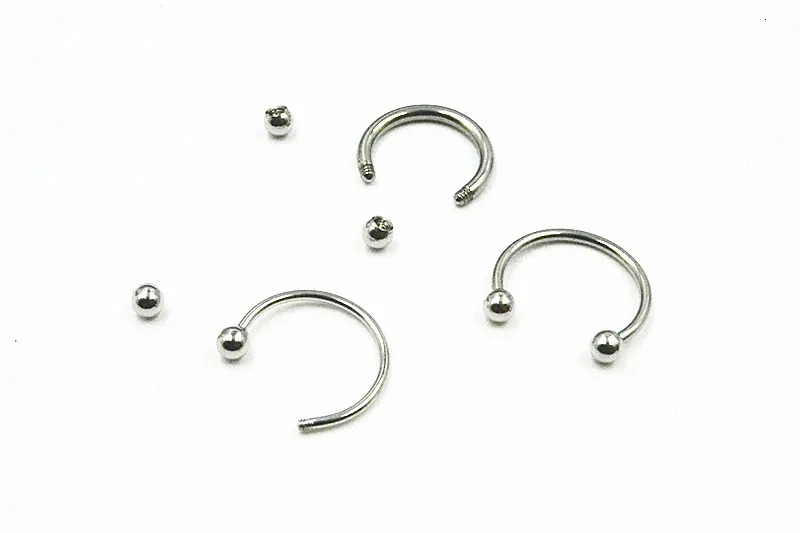 LOT50pcs Body Jewelry - 20g 18g 16g 14g Steel Ear/Nose/ Lip Labret Rings Nose Ear Daith Helix Piercing CBR Horseshoes 250807