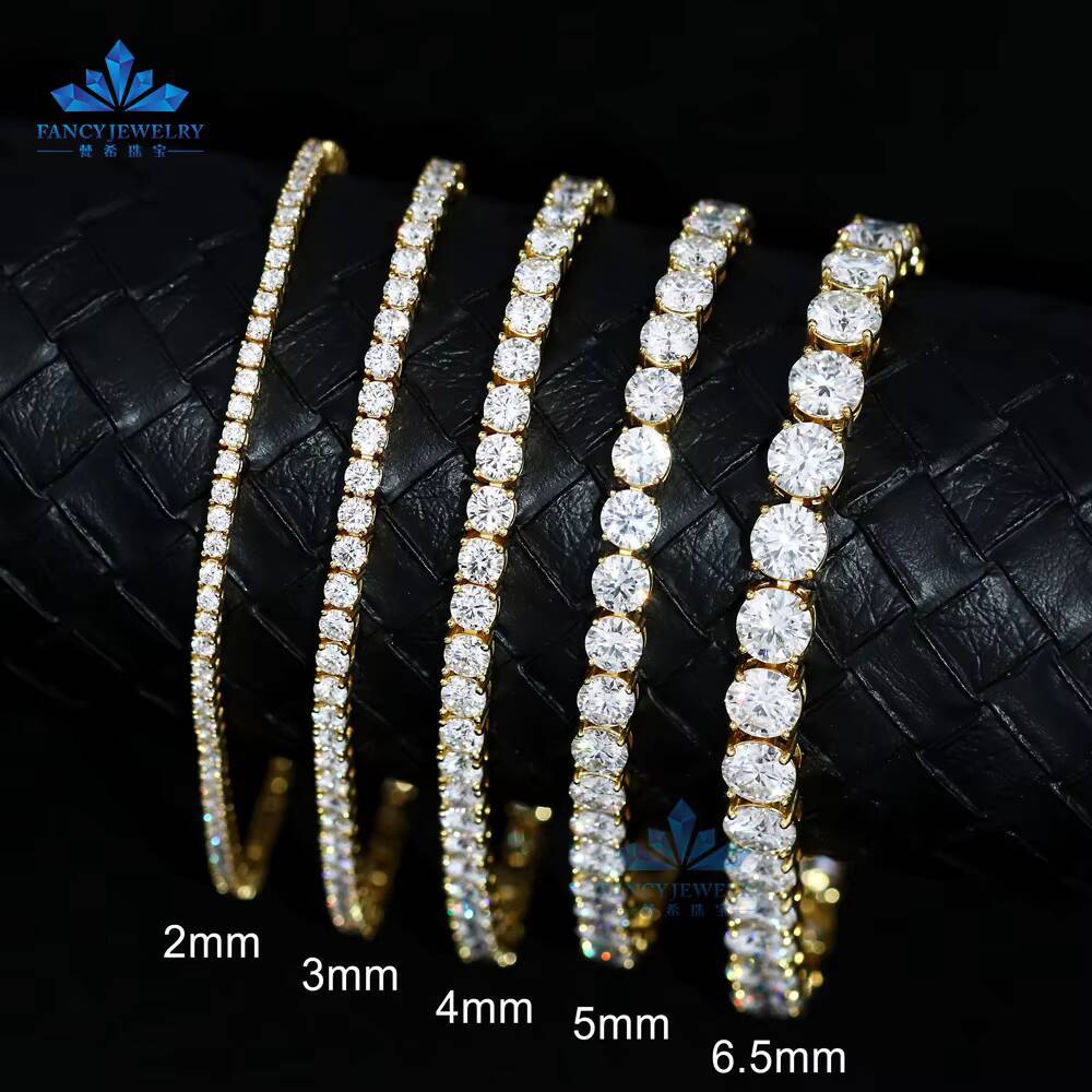 925 Silver VVS Moissanite Tennis Bracelet for Women Cheap Gold Plated 2mm 3mm 4mm 5mm 6.5mm Baguette Tennis Chain Bangle