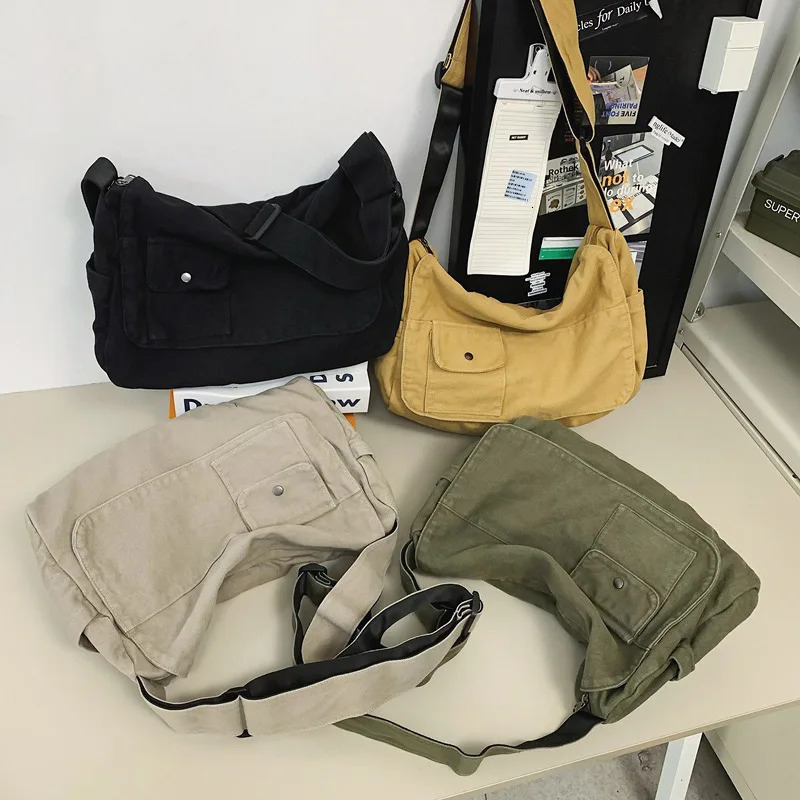 Japanese Messenger Bag Fashionable Simple Versatile Large-capacity Tote Bag Retro Canvas Messenger Bag Unisex Sports Travel Bag 250809