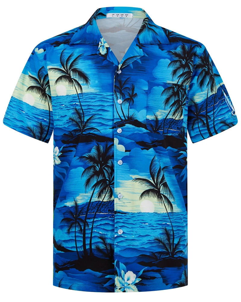 Summer Fashion Mens Hawaiian Shirts Short Sleeve Button Coconut Tree Printed Casual Beach Aloha Shirt Plus Size 6XL Hombre Ropa 250804