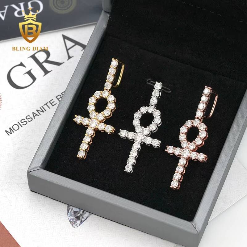 Pass Diamond Tester with GRA Certificate Moissanite 925 Silver Hip Hop Jewelry Iced Out VVS Moissanite Cross Pendant