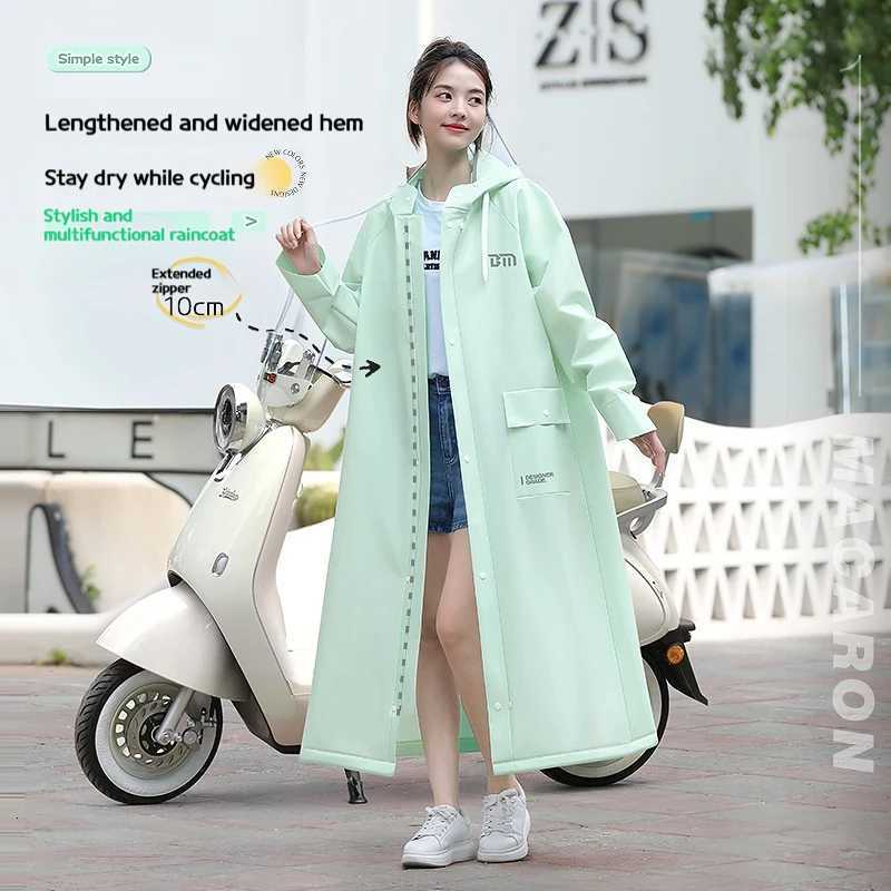Long full-length anti rainstorm raincoat poncho for adults wearing electric cars Y250814