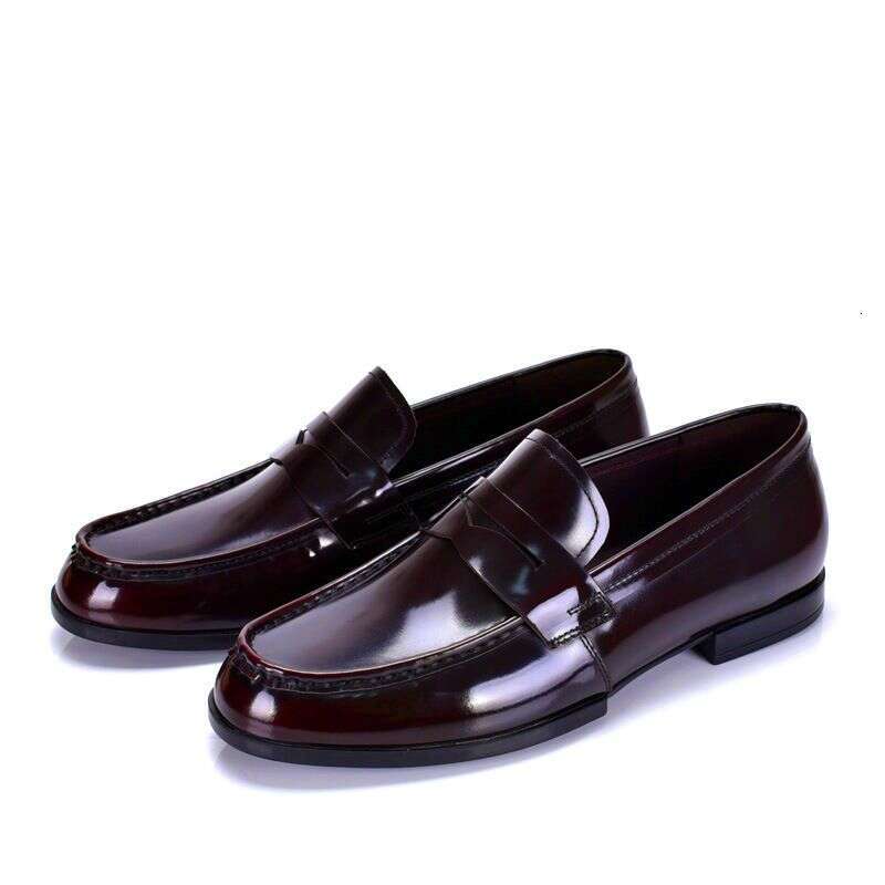 Real Loafers One Foot Shiny Shoes Men, British Patent Leather For Business And Leisure, Handmade Bean Shoes, Cowhide