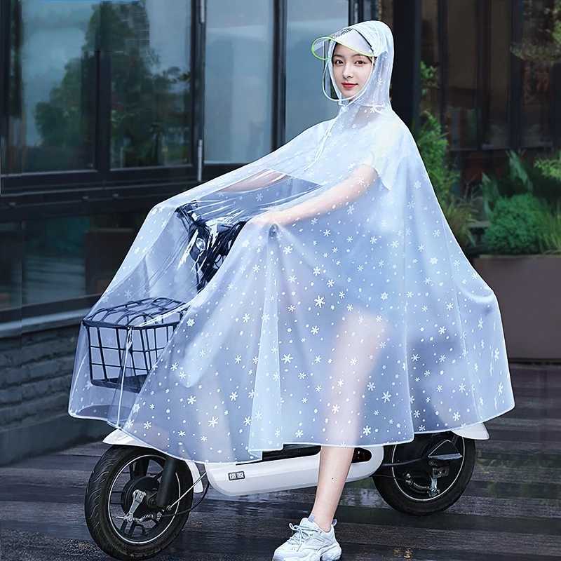 Raincoat single person womens transparent bicycle electric bike electric bike special long one-piece raincoat Y250814