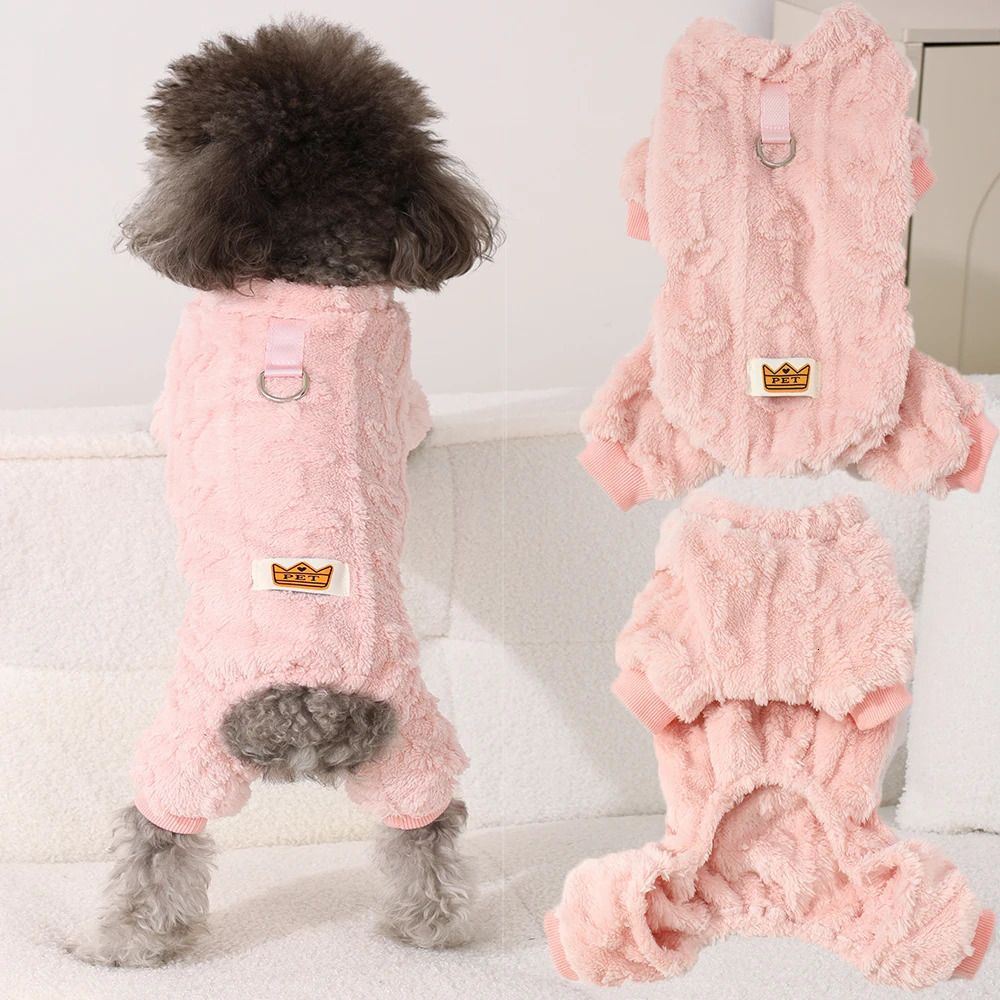Winter Fleece Warm Dog Cloth Soft Cozy Puppy Jumpsuit Plush Dring Overall For Small Medium Pet Vest Coat for Cat 250814