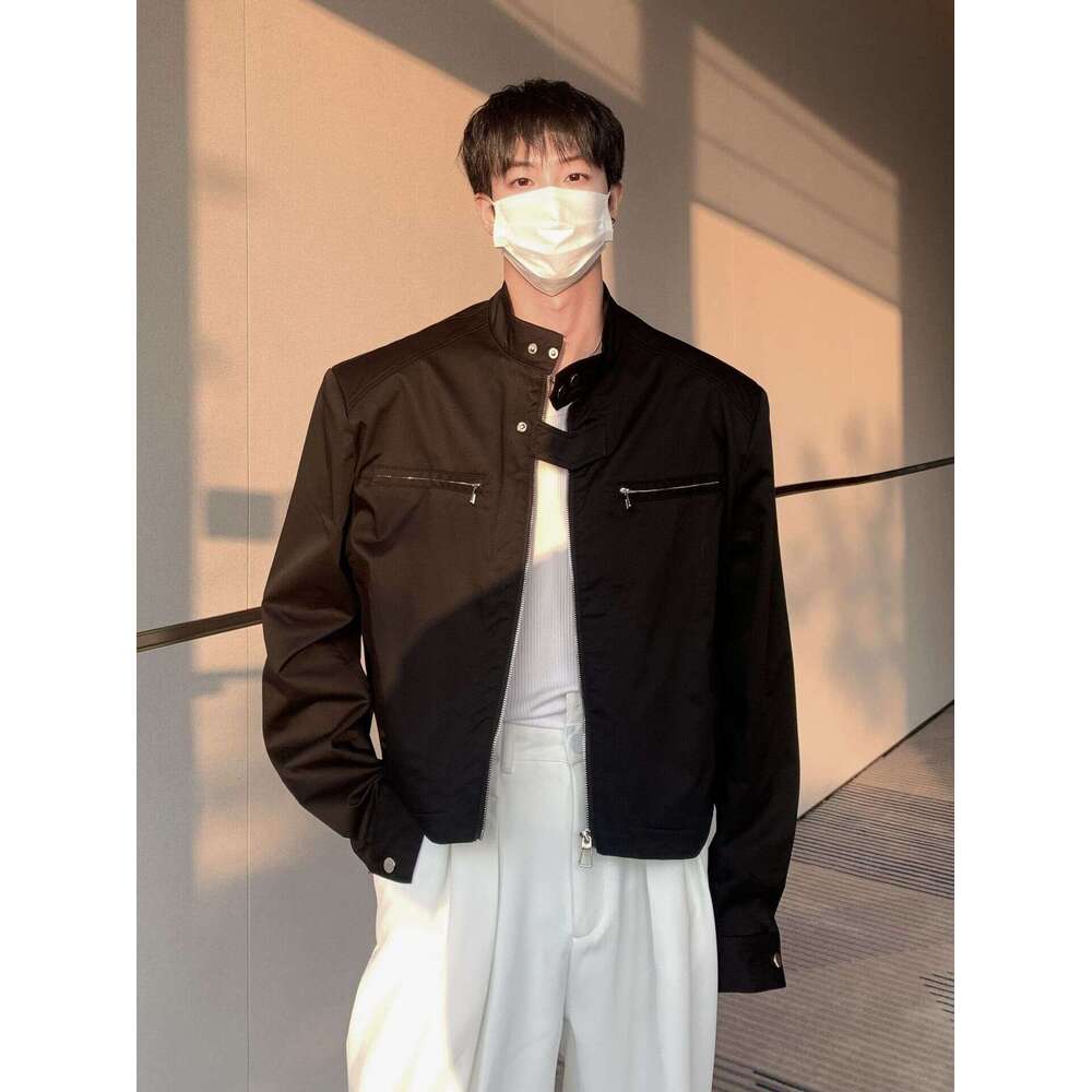 High-End Shoulder-Padded Short Functional For Men, Spring And Autumn, Niche American High Street Trendy Brand, Vibe Style Motorcycle Jacket B5
