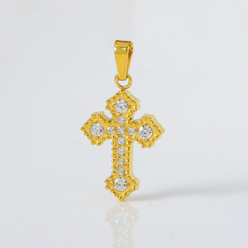 Cross Necklace Accessories Dopamine Micro Pave Zircon Single Dia Small Titanium Steel Metal Pendant DIY Materials Jewelry for Women