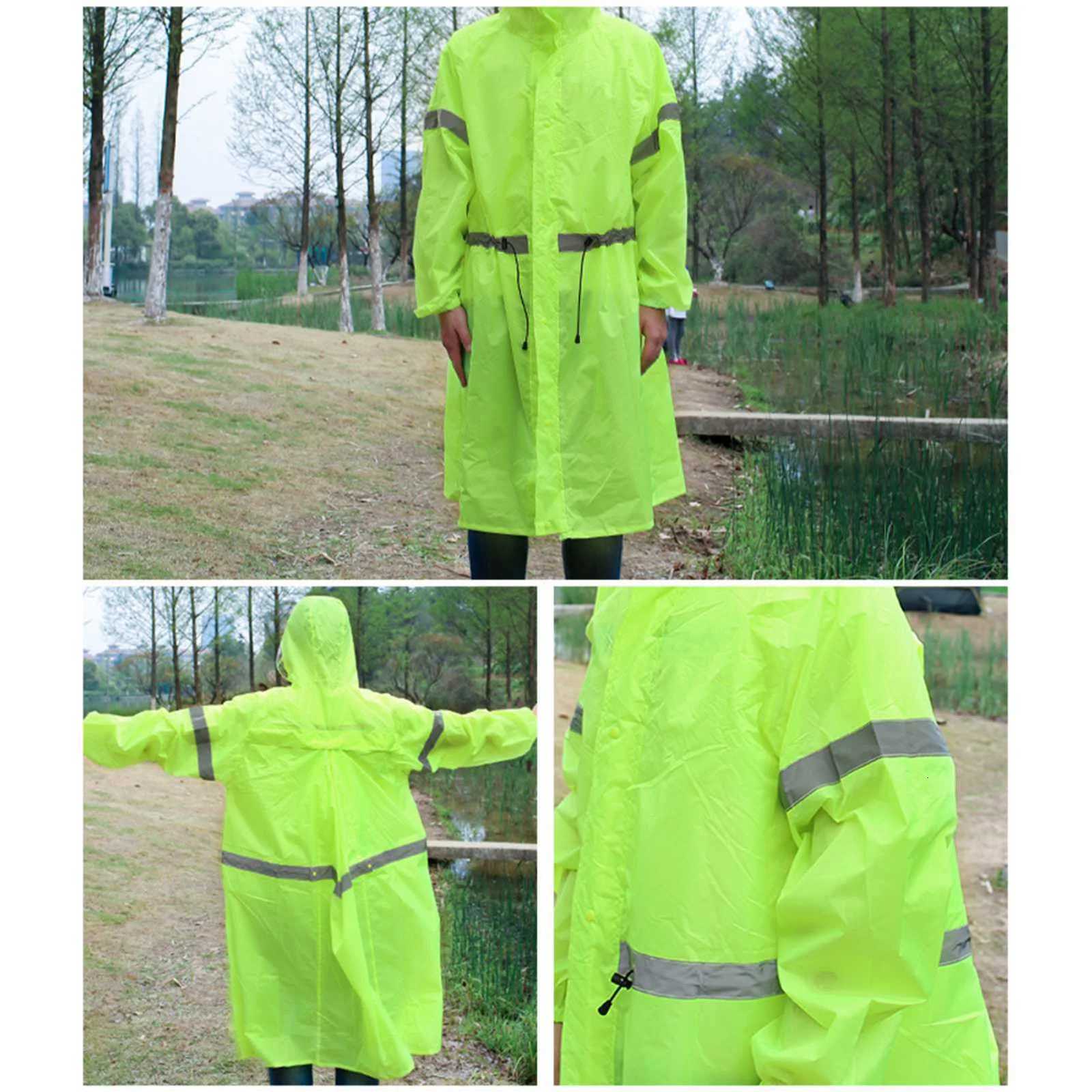 Hooded Rain Poncho for Adults High-visibility Reflective Waterproof Raincoat with Backpack Cover Y250814