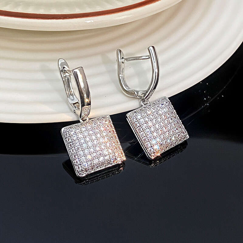 DHcollections French Style Light Square Water Drop Star Heart Zircon for Women, Niche Design Earrings with a Sense of Sophistication